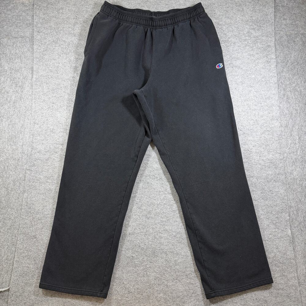 Champion Heavyweight Sweatpants Mens XL Black Embroidered Logo Lounge Drawstring
